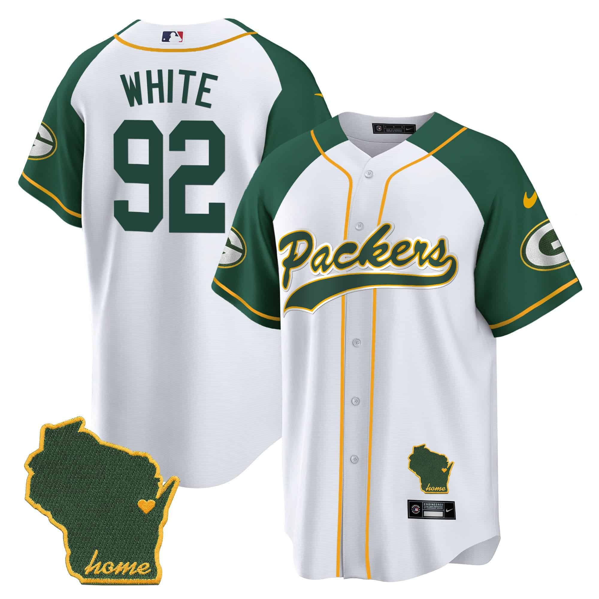 Men Green Bay Packers #92 White White 2024 Nike Home Patch Baseball NFL Jersey style 1->indianapolis colts->NFL Jersey